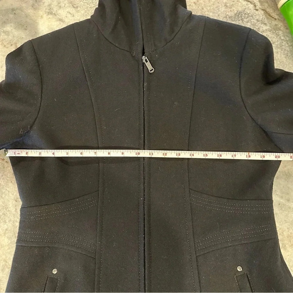 Fleet Street Women’s Wool Blend Hooded Zippered Black Coat Size Medium - Picture 9 of 10
